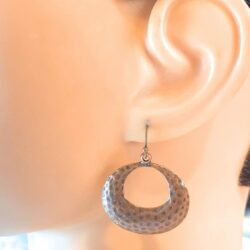 Hammered Hoop Copper Dangle Earrings Boho Bohemian - Image 2