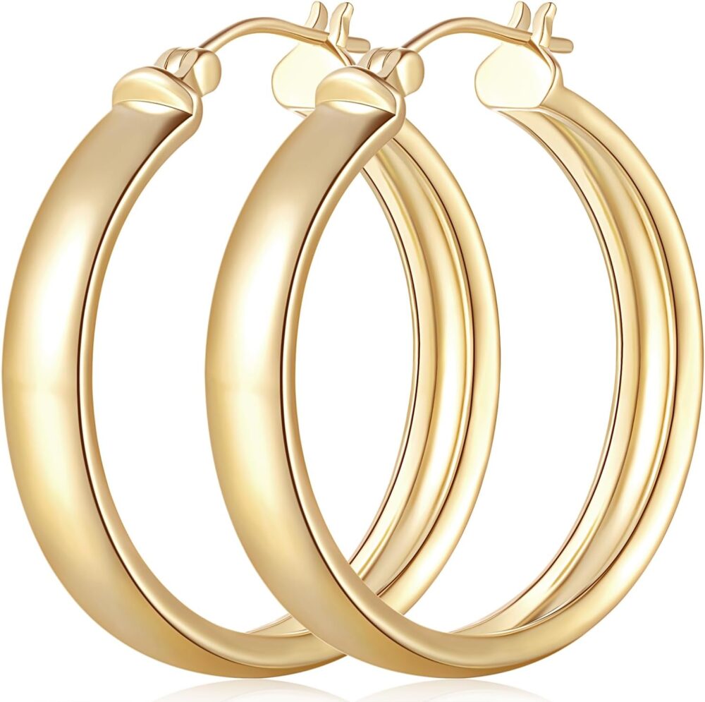 14K Gold Hoop Earrings for Women,Gold Hoops Earrings for Women 14K Gold Earrings Large Hoop Earrings Minimalist Earring Hoops 30mm