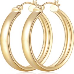 14K Gold Hoop Earrings for Women,Gold Hoops Earrings for Women 14K Gold Earrings Large Hoop Earrings Minimalist Earring Hoops 30mm