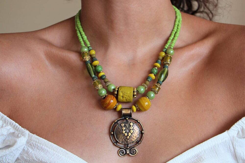 Boho statement necklace for women Ethnic gypsy chunky necklace for ladies Tribal Tibetan Bohemian jewelry - Image 4