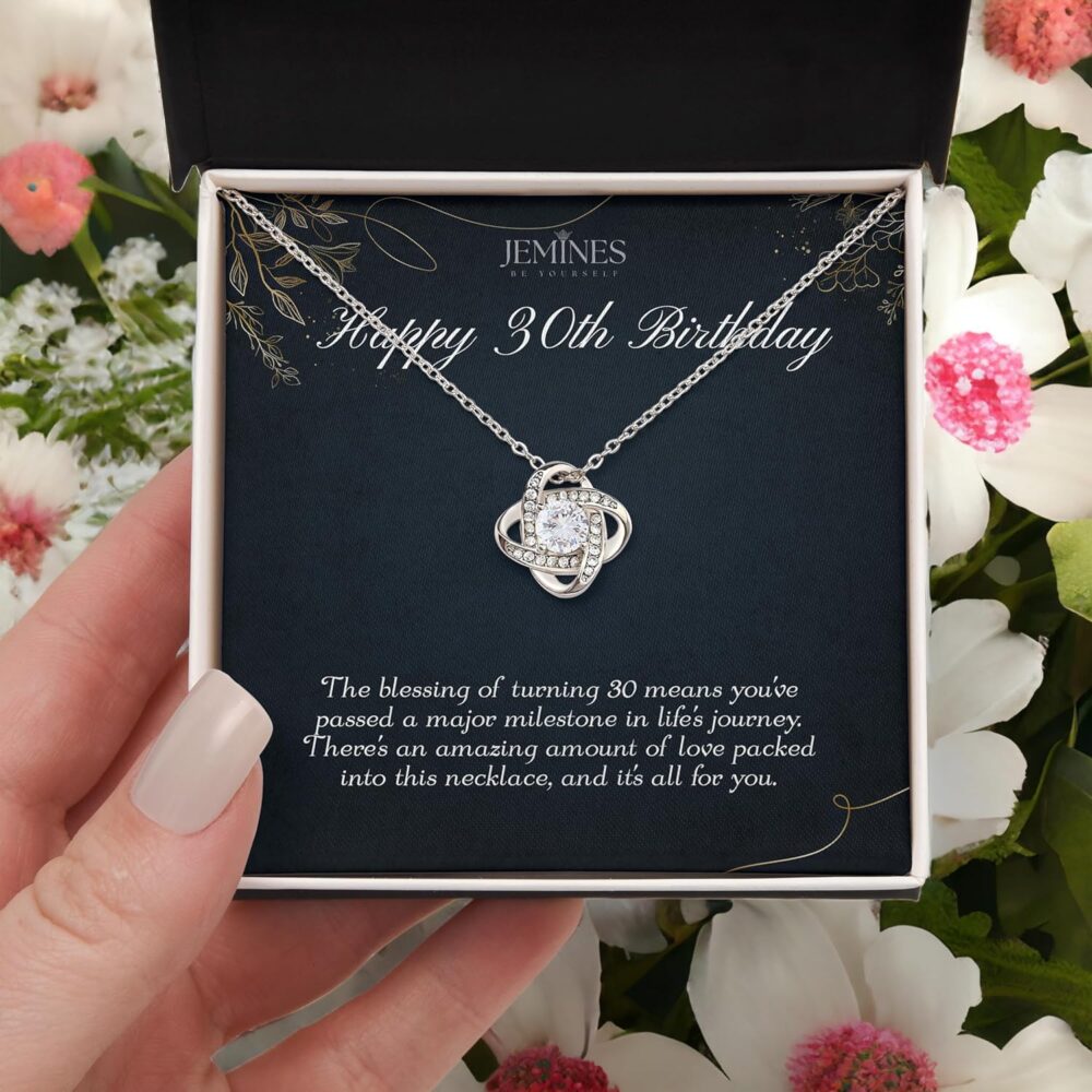 JEMINES 30th Year Old Birthday Gift for Women Daughter Wife Friend, Turning 3 Decade Gifts 14K White Gold Plated Jewelry Necklace with Sentimental Message Card - Image 3