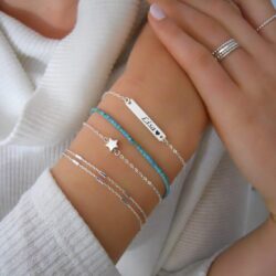 Annika Bella Double Layered Sterling Silver Bracelet, Length 6.5-7.5 Inches, Stranded Satellite Chain Bracelets for Women, Waterproof, Minimalist 925 Women's Bracelet (Satellite Bar Chains) - Image 8