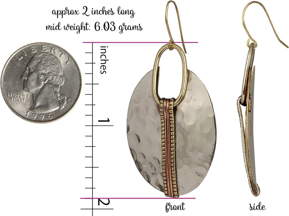 Boho Ethnic Hammered Earring for Women - Oval or Round - Image 3