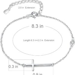Boniris 925 Sterling Silver Cross Bracelet Womens in Good Faith CZ Chain Bracelet with Cross for Confirmation Anniversary Birthday - Image 2