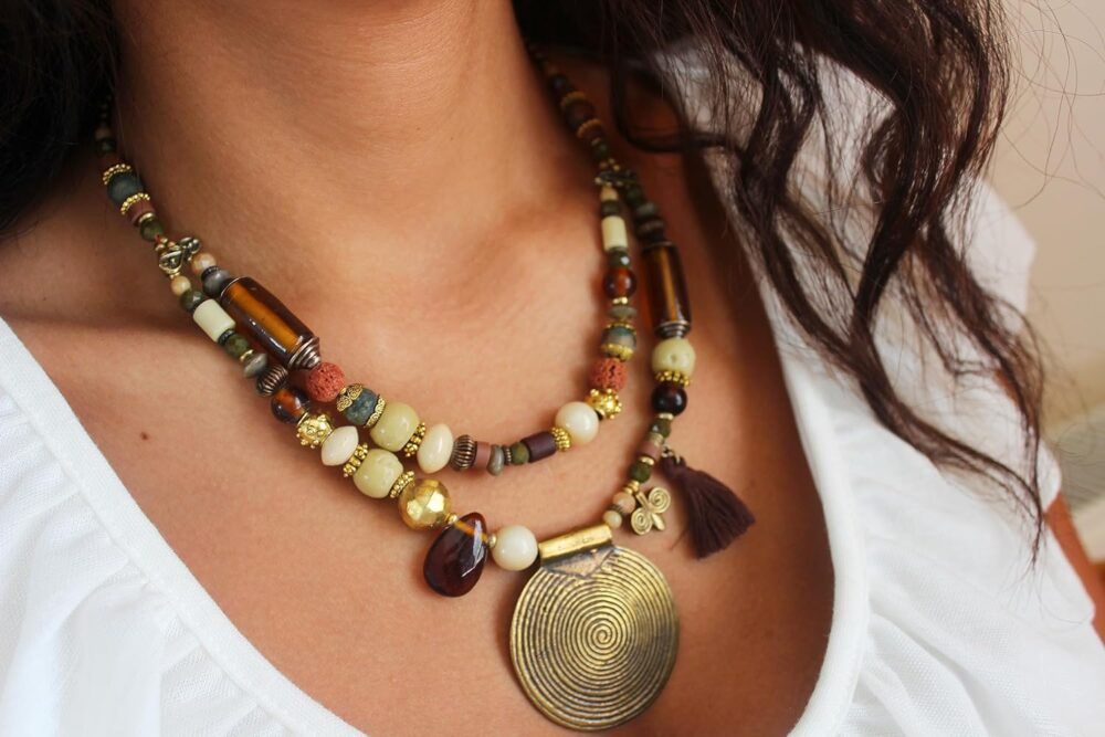 Boho statement necklace for women Ethnic chunky necklace for ladies Tribal big necklace Tibetan necklace Gypsy necklace Bohemian jewelry - Image 4