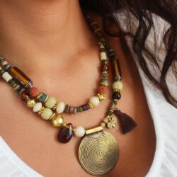 Boho statement necklace for women Ethnic chunky necklace for ladies Tribal big necklace Tibetan necklace Gypsy necklace Bohemian jewelry - Image 4