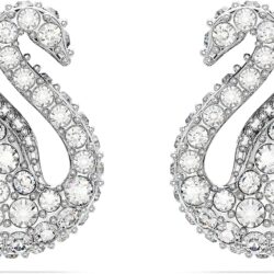 Swarovski Iconic Swan Crystal Necklace, Earrings, Bracelet Jewelry Collection, Clear Crystals on a Rhodium Tone Finish