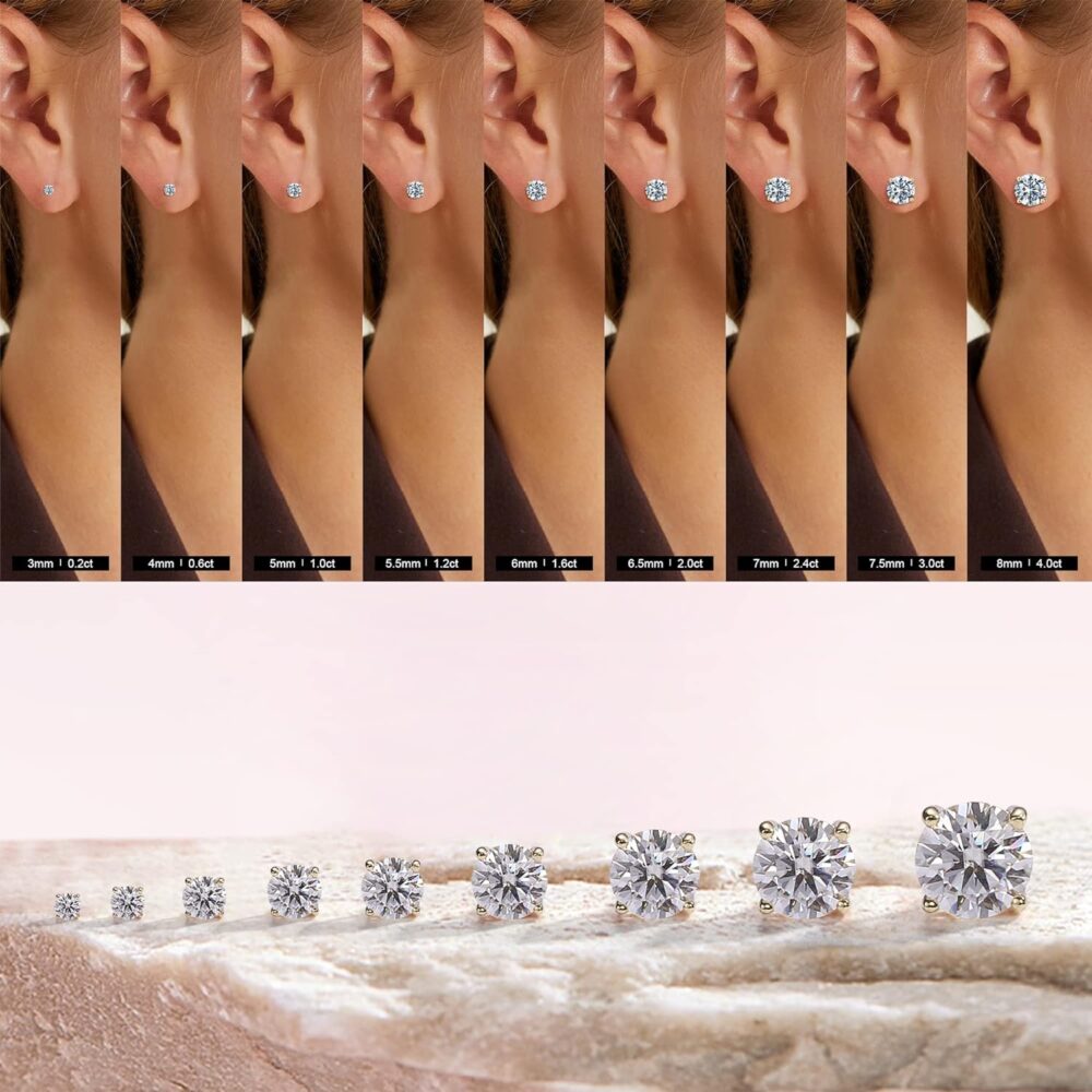 SMILEST 0.2-4ct Moissanite Screw Back Earrings for Women, D Color VVS1 Clarity Lab Created Diamond Earring 18K White Yellow Rose Gold Ruthenium Vermeil 925 Sterling Silver Round Moissanite Earrings - Image 5