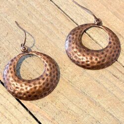 Hammered Hoop Copper Dangle Earrings Boho Bohemian - Image 4