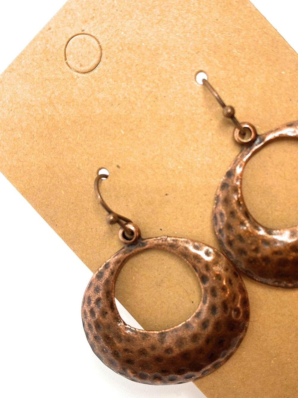 Hammered Hoop Copper Dangle Earrings Boho Bohemian - Image 3