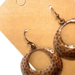Hammered Hoop Copper Dangle Earrings Boho Bohemian - Image 3