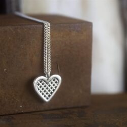 Unique Heart Pendant Necklace, Short 925 Sterling Silver Romantic Grid Heart Necklace, Cool and Trendy Minimalist Layering Style, Delicate Dainty Handmade Artisan Jewelry for Her by HeartAttackOM - Image 4