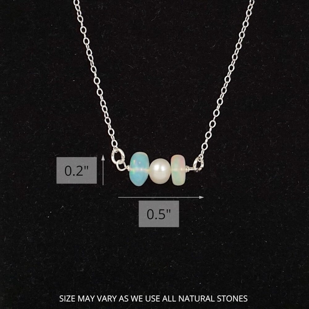 Designs by Nature Gems Handmade Women’s Fire Opal & Pearl Charm Necklace 20-22 inch Adjustable Chain Sterling Silver, October & June Birthstone - Image 5