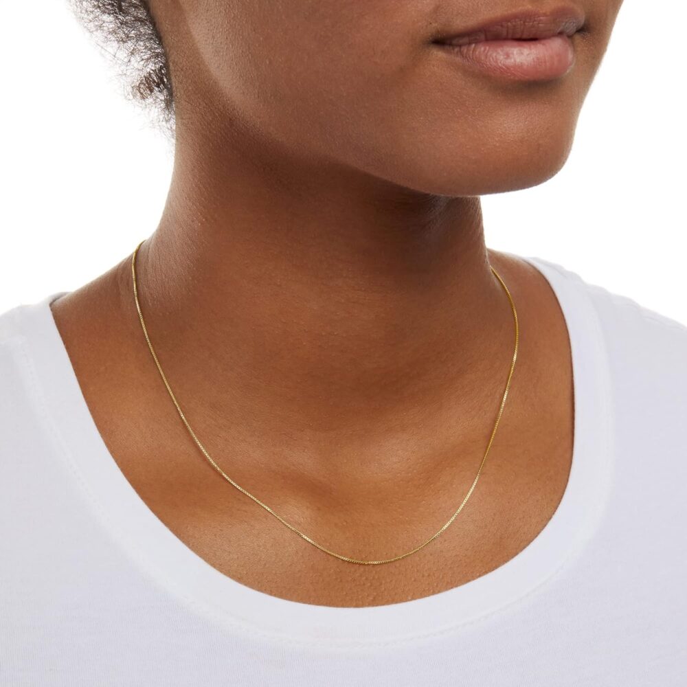 Amazon Essentials Sterling Silver Thin 0.8mm Box Chain Necklace | Available in Yellow Gold or Silver | 16", 18", 20", 24", or 30" (previously Amazon Collection) - Image 2