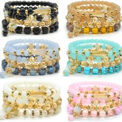 Bohemian Bracelet Sets for Women - 6 Sets Stackable Stretch Bracelets Multi-color Boho Jewelry for Women Hippie Bracelets Dainty Jewelry Best Friend Gift