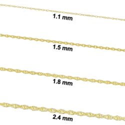 Kooljewelry Sterling Silver or Yellow Gold and Sterling Silver Rope Chain Necklace For Women (1.1 mm, 1.5 mm, 1.8 mm or 2.4 mm - Sizes from 14 to 30 inches long) - Image 2