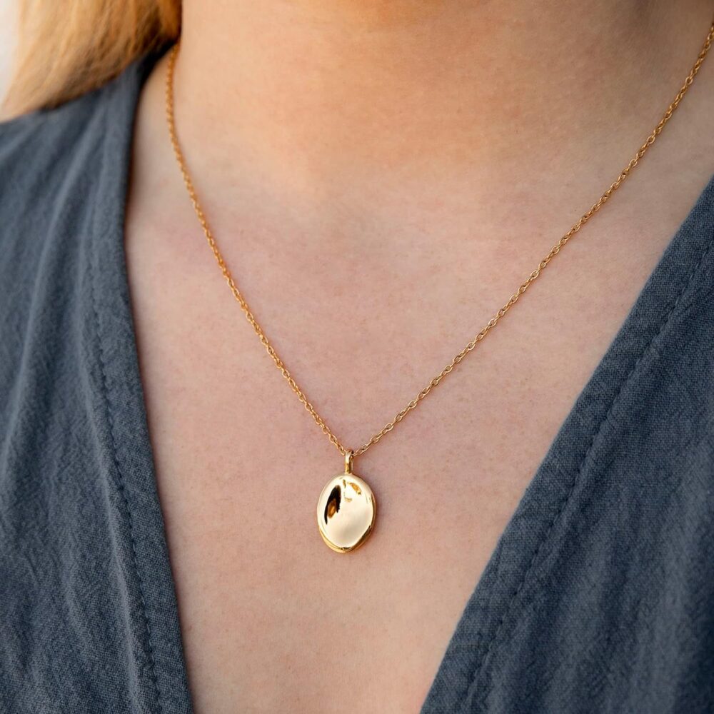 Luminava - Clem Necklace - Worry Stone Rubbing Necklace - 14k Gold Stainless Steel Minimalist Necklace - Stress Relief Gifts For Women - Anxiety Necklace - Fidget Necklace - Panic Attack Relief - Image 5