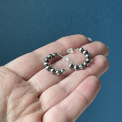 Small Sterling Silver Navajo Pearl Style Hoop Earrings for Women Beaded Western Jewelry Handmade in the USA - Image 7