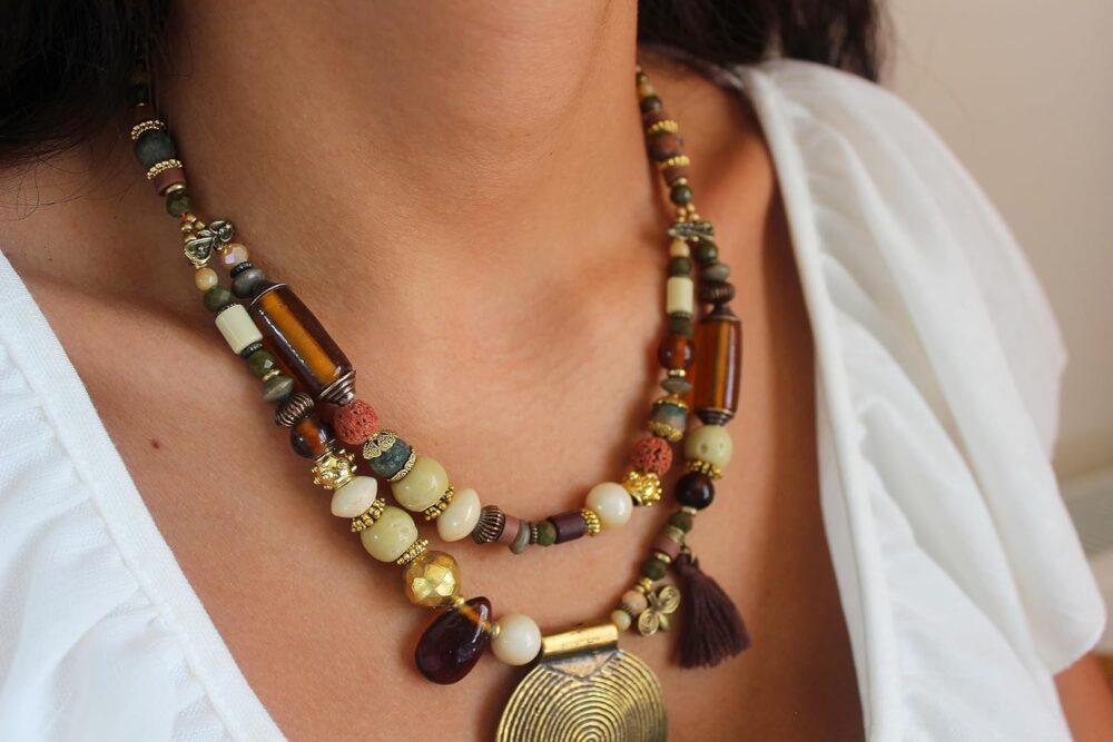 Boho statement necklace for women Ethnic chunky necklace for ladies Tribal big necklace Tibetan necklace Gypsy necklace Bohemian jewelry - Image 3