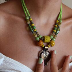 Boho statement necklace for women Ethnic gypsy chunky necklace for ladies Tribal Tibetan Bohemian jewelry - Image 3