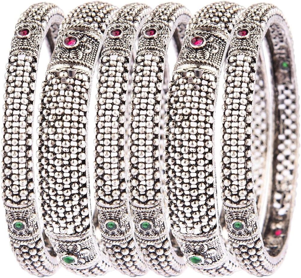 Efulgenz Indian Oxidized Jewelry for Navratri Indian Bangle Set Oxidized Bangles Traditional Bracelet Jewelry for Women - Image 6