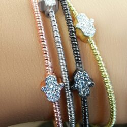 Hamsa Hand Bracelet Sterling Silver for Women and Girls Worn for Protection and Abundant Blessings | Beautiful Design for Everyday Wear - Image 3