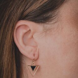 Tribal Triangle Dangle Earrings |Gold Geometric Bohemian Drop Earrings | Multiple Colors Available (Black) - Image 8