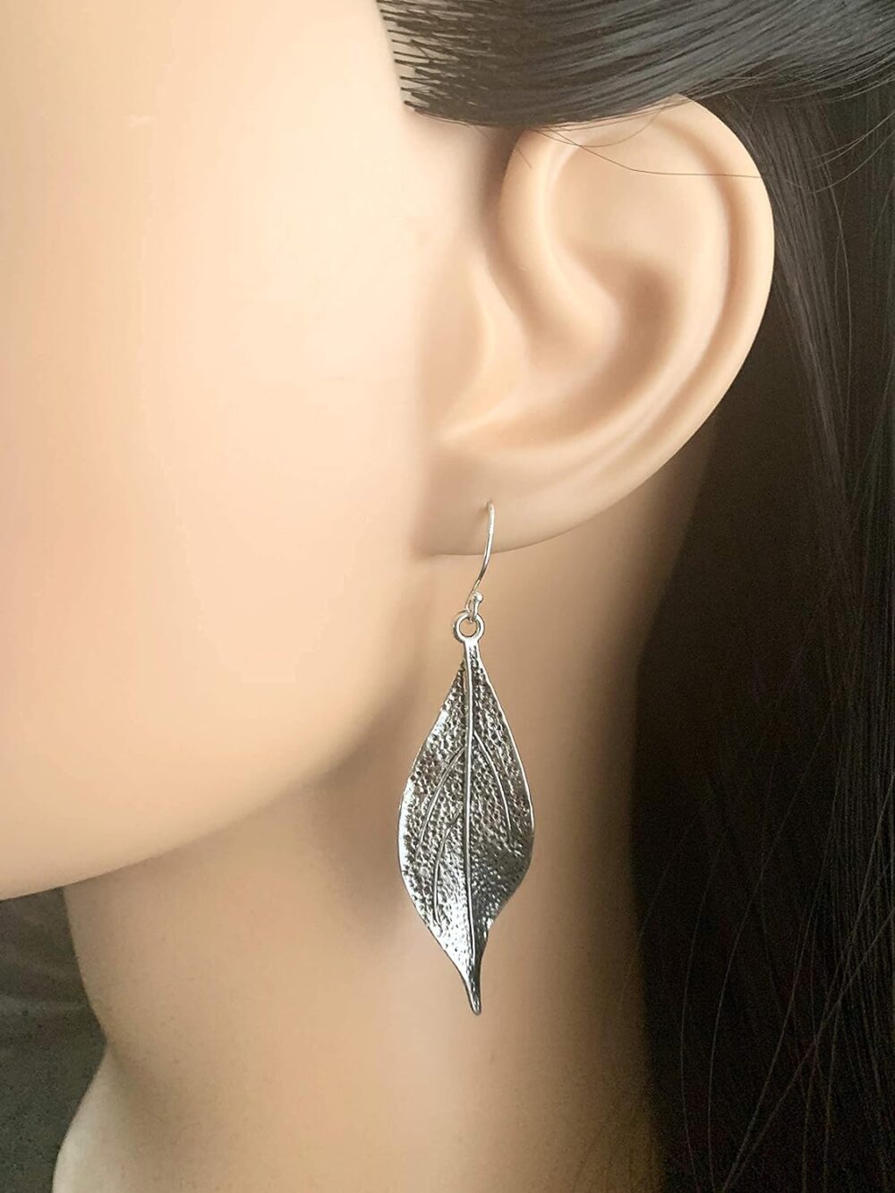 Wavy Leaf on Sterling Silver Dangle Earrings Bohemian Boho - Image 7