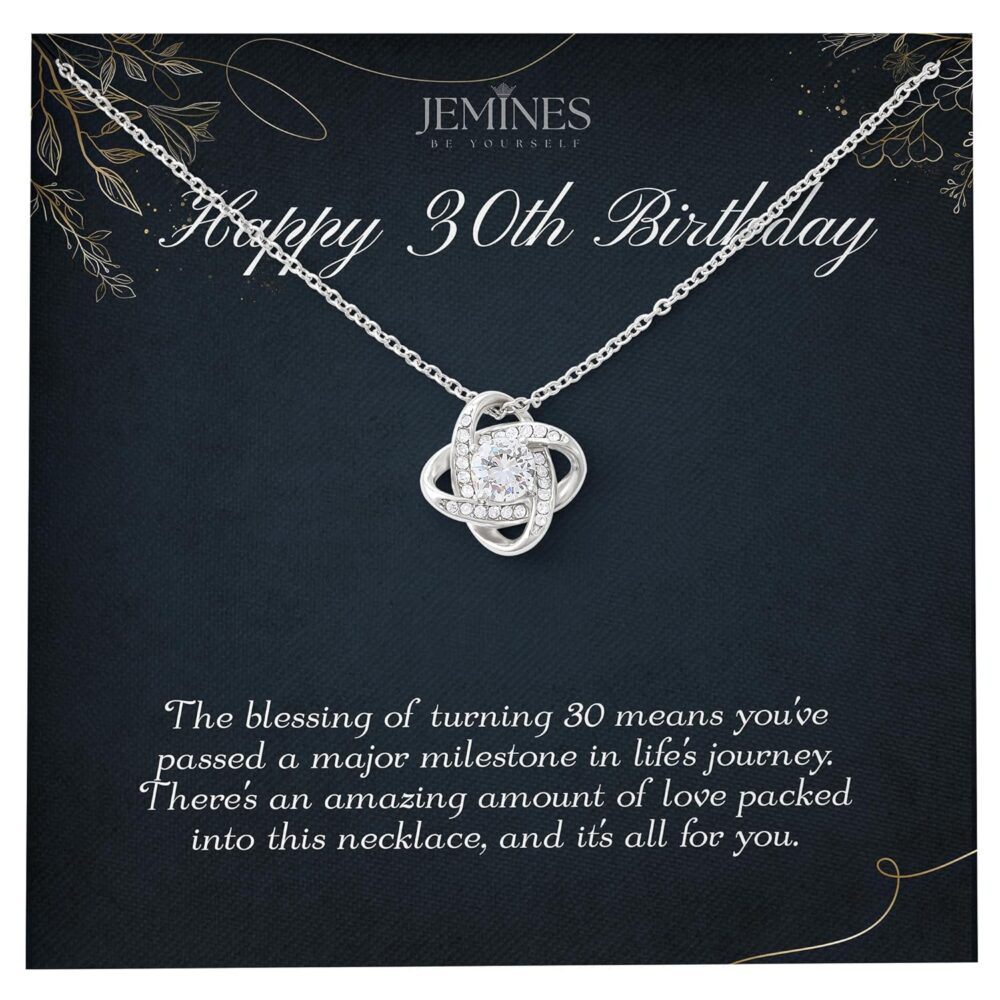 JEMINES 30th Year Old Birthday Gift for Women Daughter Wife Friend, Turning 3 Decade Gifts 14K White Gold Plated Jewelry Necklace with Sentimental Message Card