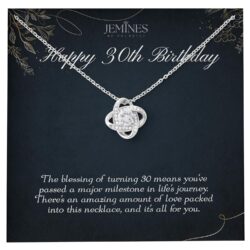 JEMINES 30th Year Old Birthday Gift for Women Daughter Wife Friend, Turning 3 Decade Gifts 14K White Gold Plated Jewelry Necklace with Sentimental Message Card