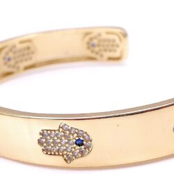 LESLIE BOULES 18K Gold Plated Hamsa Hand Cuff Bracelet for Women Fashion Jewelry - Image 5