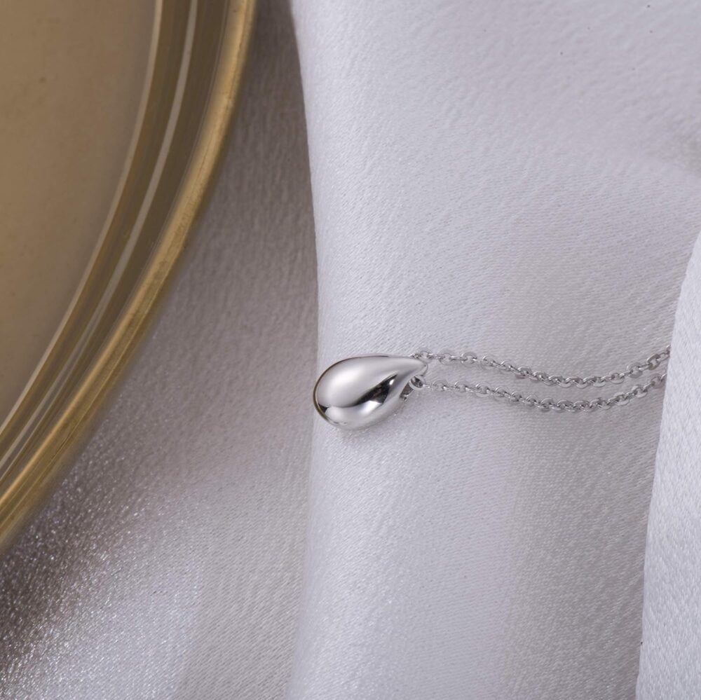 Fonsalette Dainty Teardrop Necklace for Women Sterling Silver Teardrop Earrings for Women Teengirls Layered Necklace Minimalist Sterling Silver Choker Necklaces - Image 3