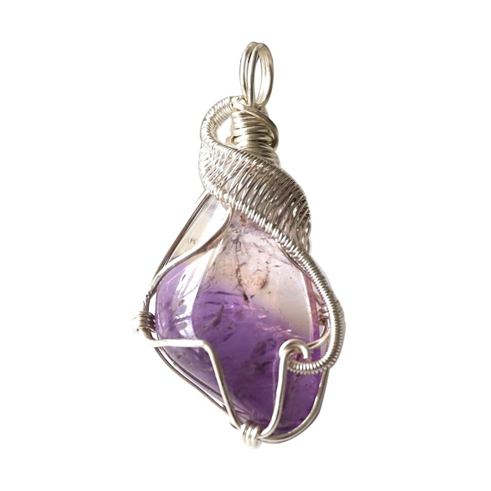 Designs by Nature Gems Handmade Women’s Ametrine Necklace 24 Inch Chain Silver Plated, February Birthstone