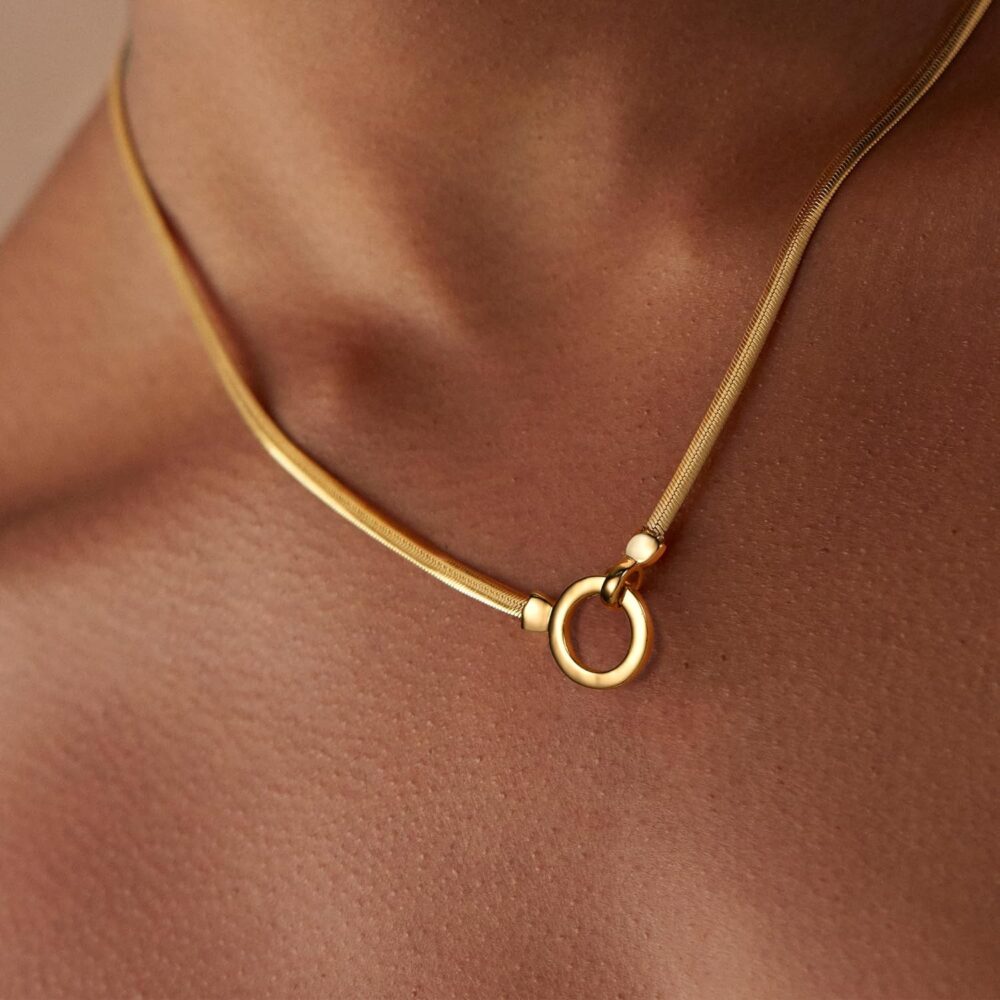 AllenCOCO Dainty Gold Necklace for Women Trendy, Cute Sister Necklaces, Sterling Silver and 14k Gold Circle Pendant Friendship Necklace, Girls Gifts Jewelry - Image 7