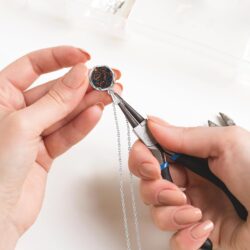 925 Sterling Silver Black Opal Vintage Style Round Pendant; Lab Created October Birthstone; Dainty Black Stone Pendant; Handmade Antique Style Black Opal Necklace For Women - Image 6