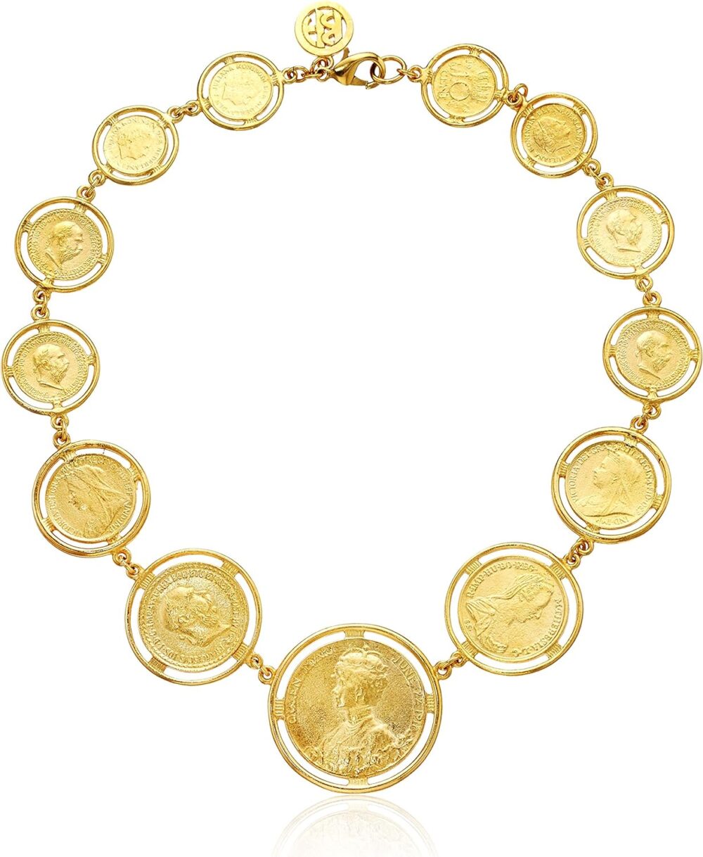 Ben-Amun "Moroccan Coins" Gold Necklace, Long Gold Jewelry, Vintage, Handmade Jewels for Women, Made in New York