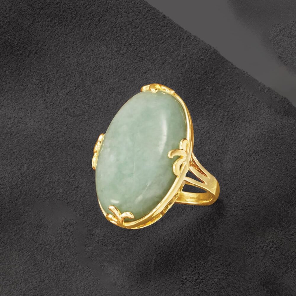 Ross-Simons Jade Ring in 18kt Gold Over Sterling - Image 7