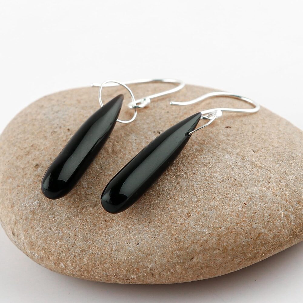 DEVMUKTI Black Onyx Gemstones Dainty Earrings, 925 Sterling Silver, Crystals and Stones, Handmade, Bohemian, Birthstones, Earrings for Women, Christmas Gifts - Image 2