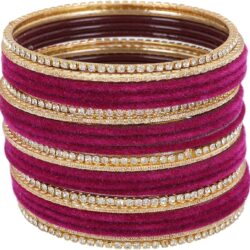 Efulgenz Indian Bangle Set Rhinestone CZ Crystal Wedding Bridal Velvet Bangle Bracelets Jewelry for Women Girls - Image 6