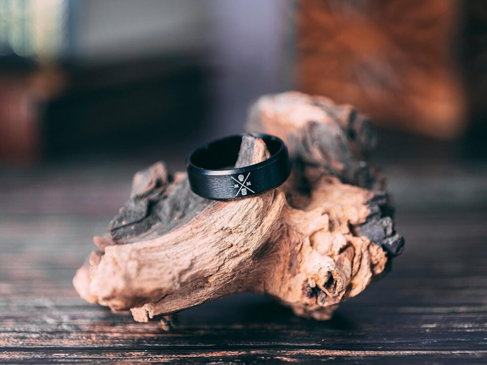 Memento Mori Ring - Stainless Steel Skull Ring For The Practicing Stoic - Black Momento Mori Ring With Minimalist Logo Design, Pinky Ring For Men Women - Image 5