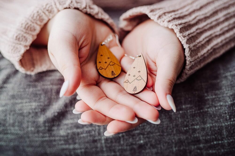 Western Earrings - Mountain Earrings - Boho Earrings for Women - Wooden Earrings for Women - Dangly Earrings - Statement Earrings - Bohemian Earrings - National Park - Mothers Day Gifts for Her - Image 4