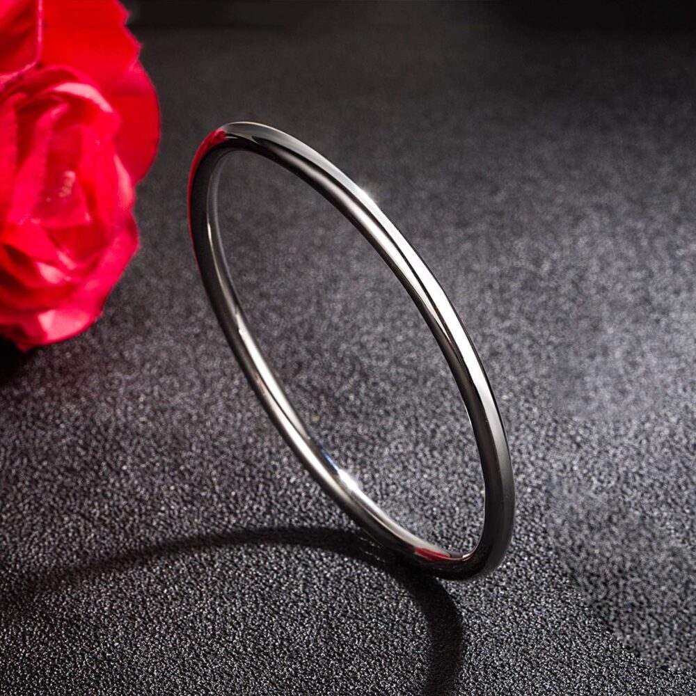 Fashion Smooth Moments Charm 925 Sterling Silver Bracelet Minimalist DIY Women 4MM Bangle Diameter 60-65 MM Jewelry Gift - Image 3