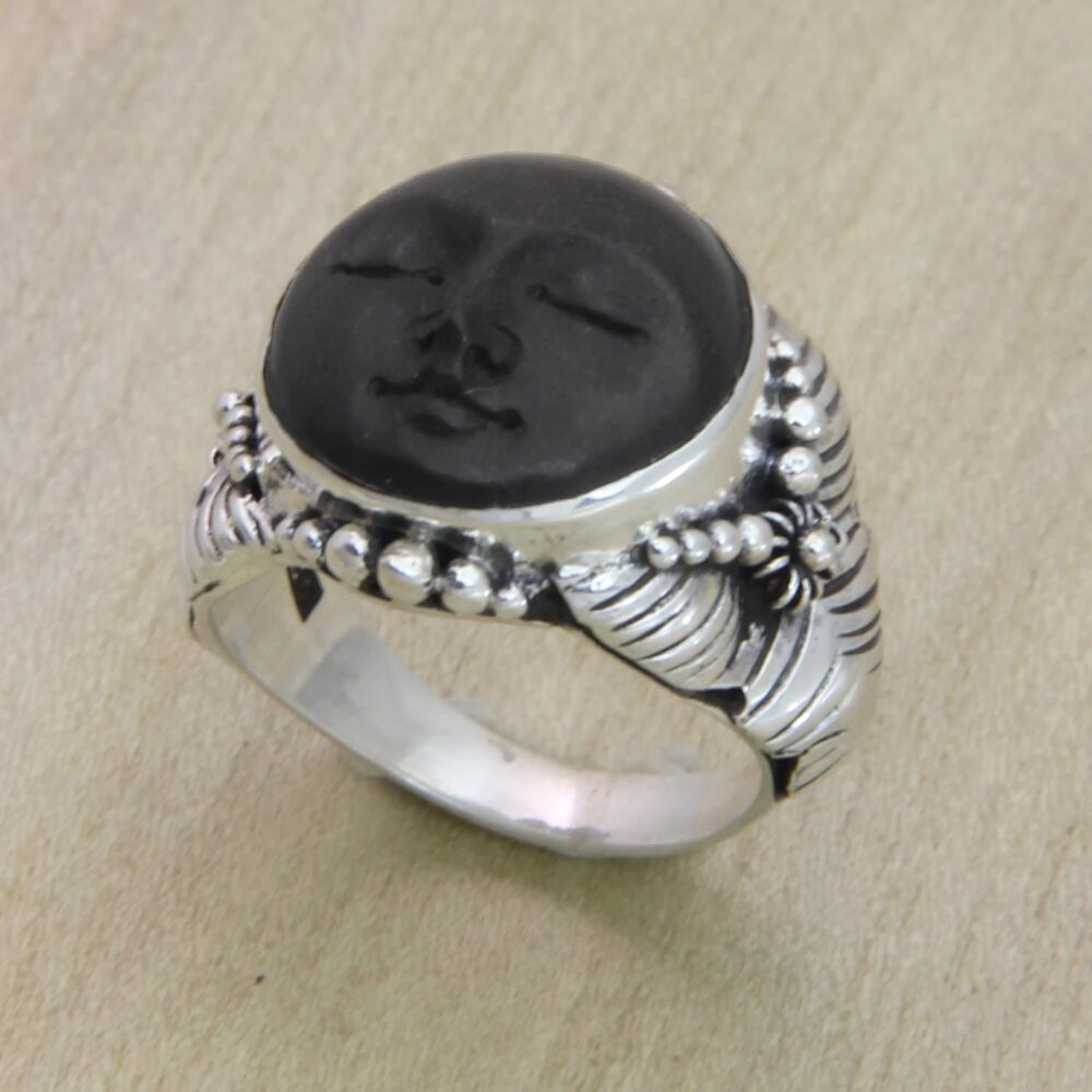 Handmade Ebony Cocktail Ring | Crafted Wood Silver Sterling | Indonesia 'Amun Ra - Image 3