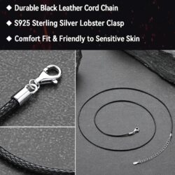 FaithHeart Braided Leather 2MM/3MM Necklace Cord for Men with Stainless Steel Snap Clasp, Waterproof Woven Wax Rope Chain for Pendant with Delicate Gift Box - Image 5
