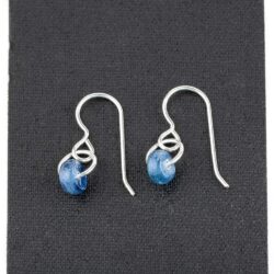 Tiny Blue Kyanite Gemstone Spinner Orbit Earrings | Tiny Little Boho 925 Sterling Silver Dangle Drop Earrings For Women and Girls - Image 6
