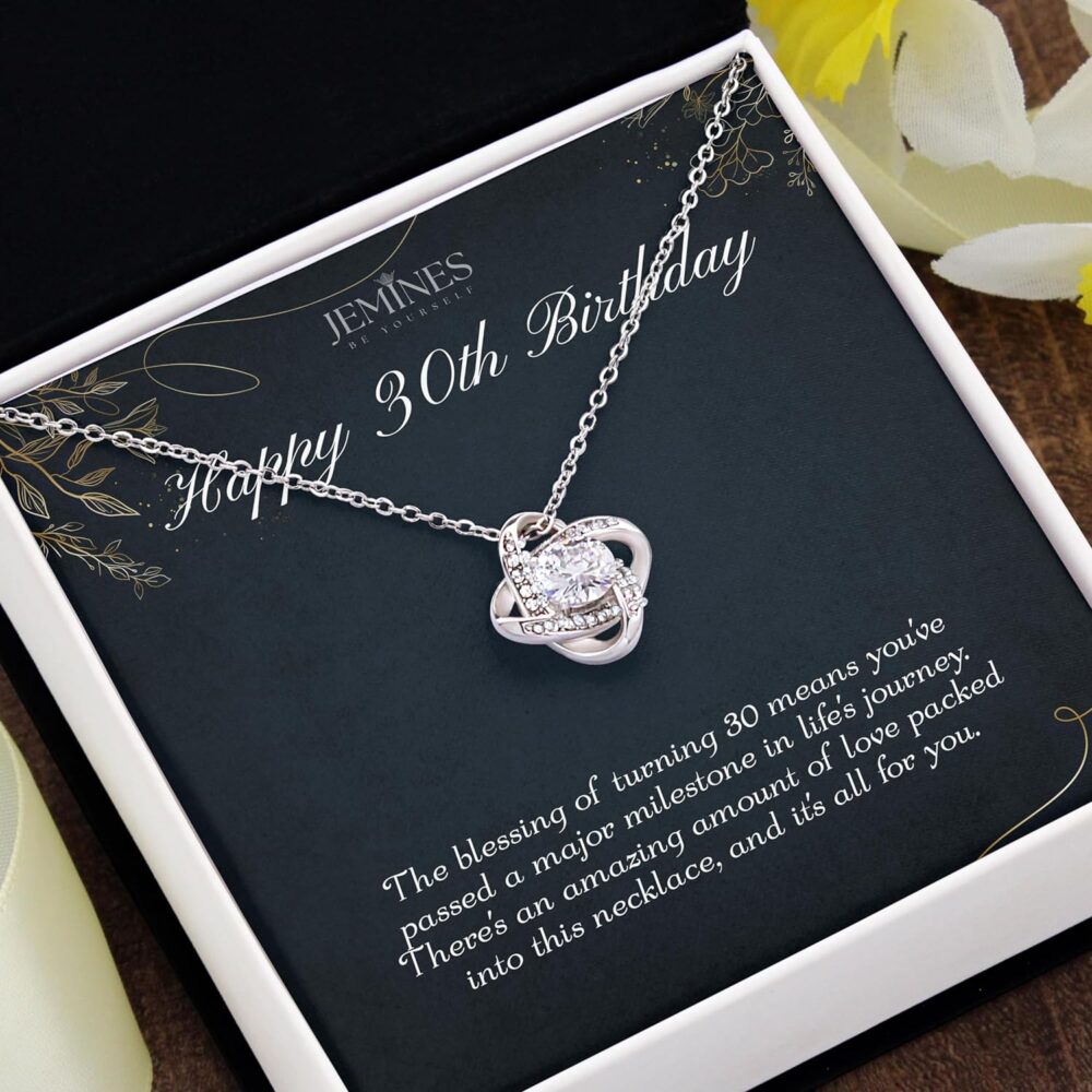 JEMINES 30th Year Old Birthday Gift for Women Daughter Wife Friend, Turning 3 Decade Gifts 14K White Gold Plated Jewelry Necklace with Sentimental Message Card - Image 2