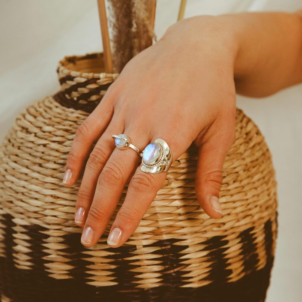 Boho-Magic Sterling Silver Moonstone Ring for Women Boho jewelry Oval Gemstone - Image 4