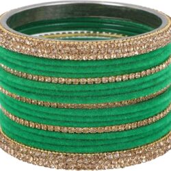 Efulgenz Indian Bangle Set Rhinestone CZ Crystal Wedding Bridal Velvet Bangle Bracelets Jewelry for Women - Image 6