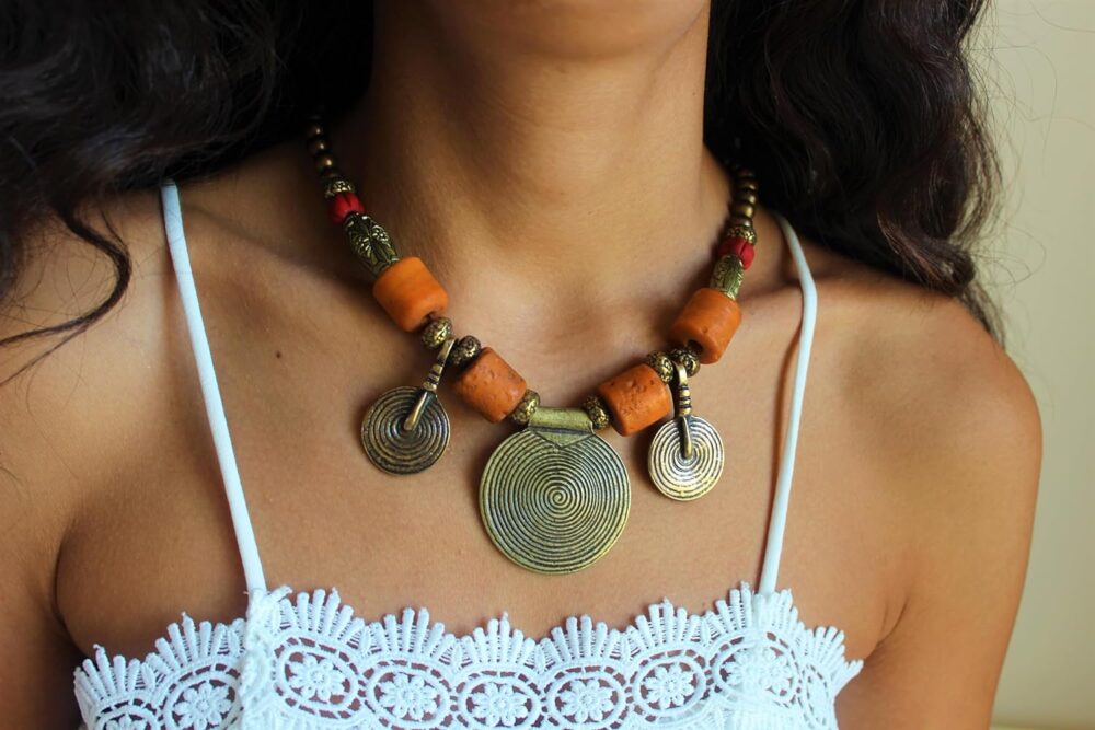 Boho statement necklace for women Ethnic chunky necklace for ladies Tribal big necklace Tibetan necklace Gypsy necklace Bohemian jewelry - Image 3