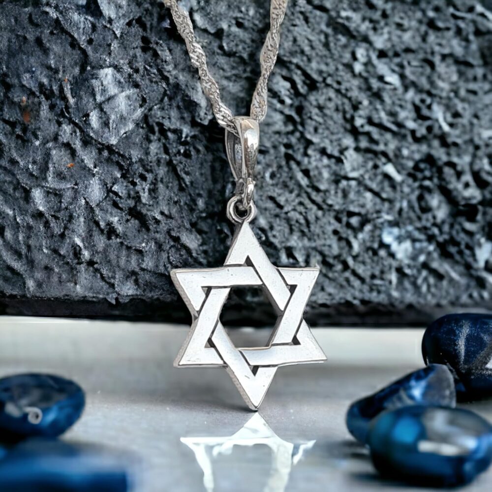 925 Sterling Silver Star of David Necklace with Singapore Chain 18" - Interlocking Magen David Pendant - Handmade Judaica Amulet - Image 4